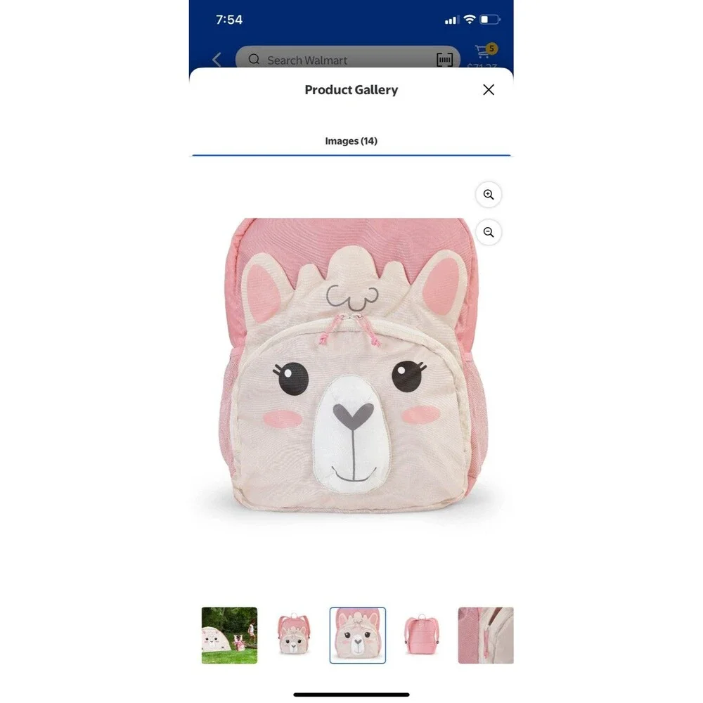 Firefly! Outdoor Gear Izzie the Llama Kid’s Backpack - Pink & Cream, New